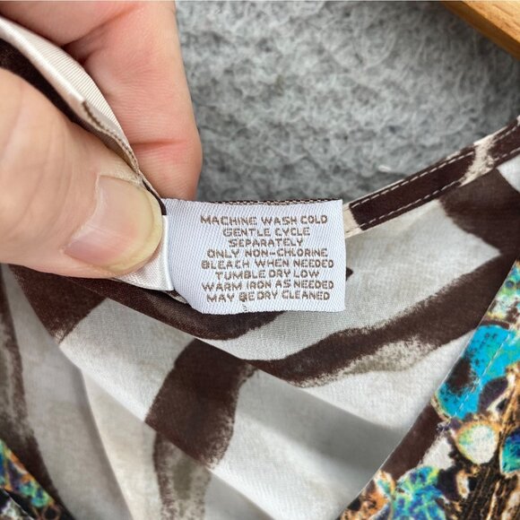 Chicos Top Womens 3 US Extra Large Brown Multi Zebra Stripes 3/4 Sleeves Blouse - Picture 5 of 9